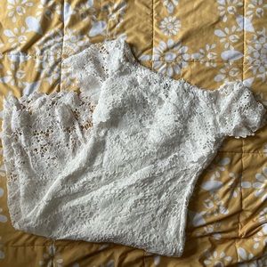 White lace off shoulder dress